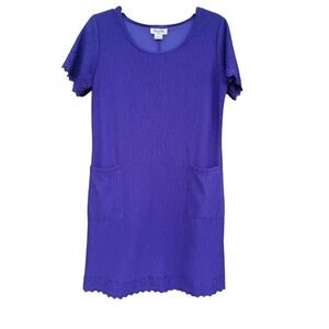 Y2K MaxiMa Vintage‎ Purple Sz Small Made in USA Shirt Dress Crepe Eyelet Detail